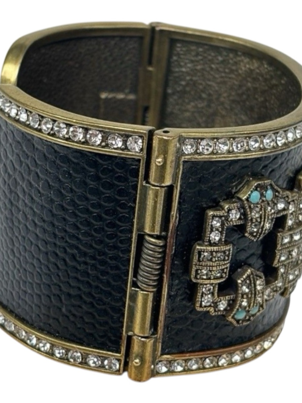 Heidi Daus Black and Turquoise Crystal Statement Cuff Bracelet - Picture 3 of 9